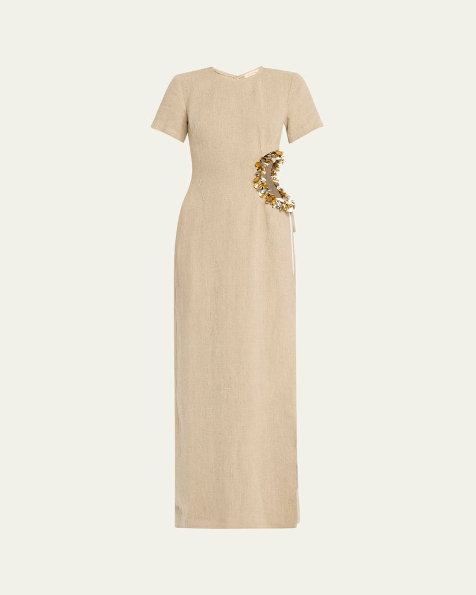 Seaford Cutout Linen Evening Dress